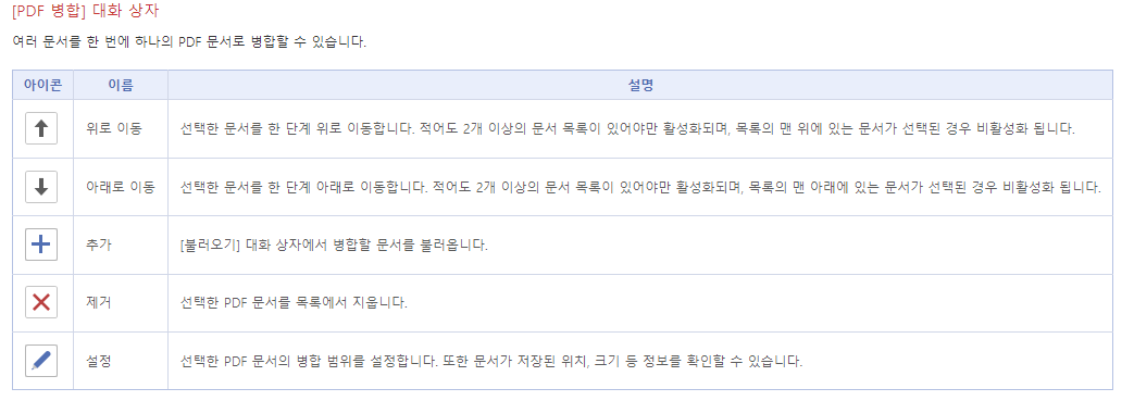 한컴 오피스-pdf-대화 상자