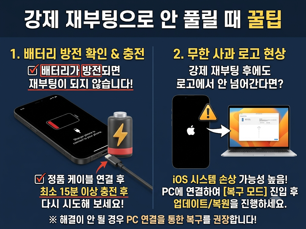 아이폰 강제 재부팅 안될 때